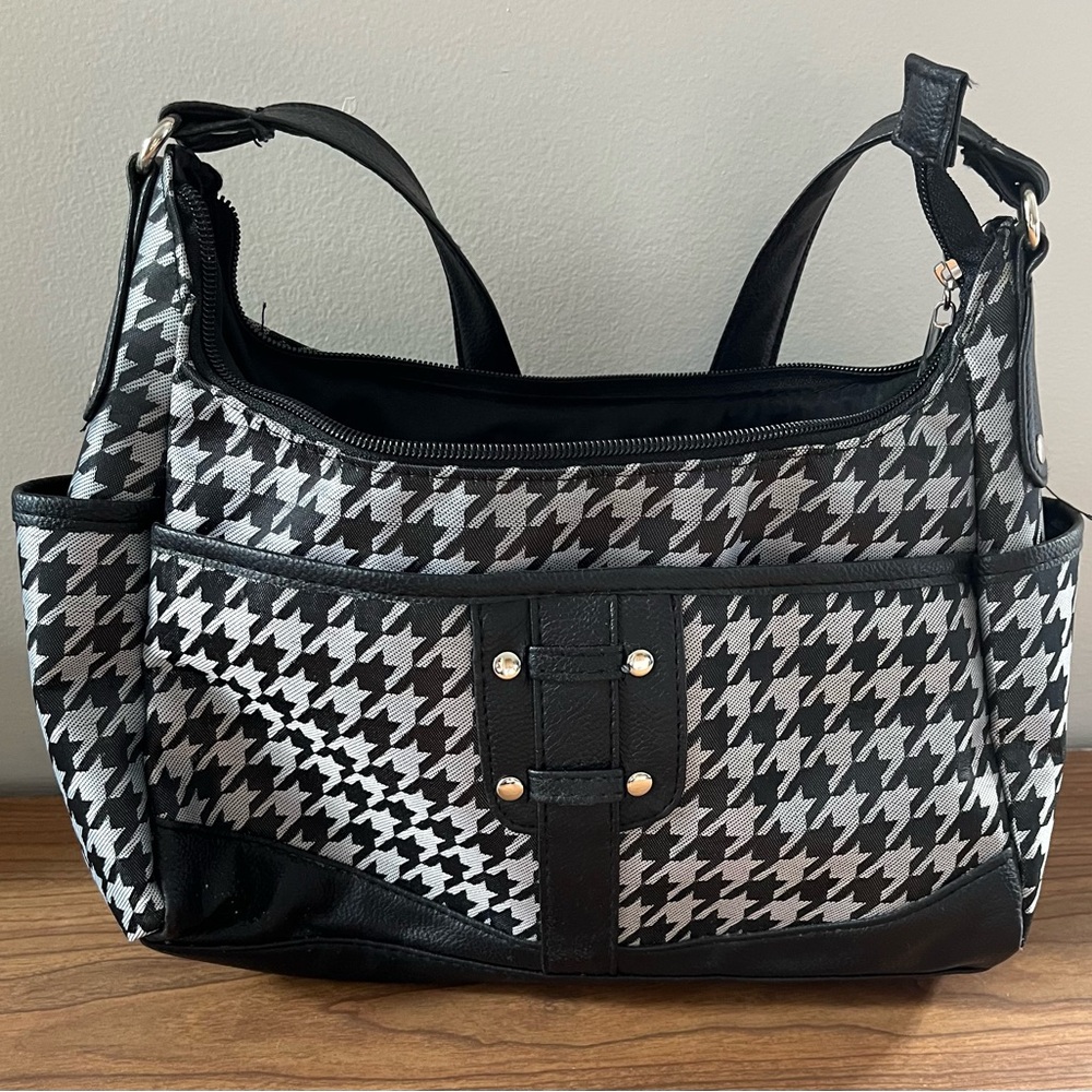 Black & White Houndstooth Shoulder Bag